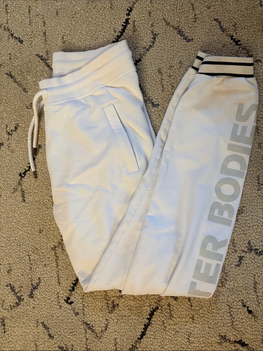 BETTER BODIES White SM Jogger Sweatpants with Side Logo